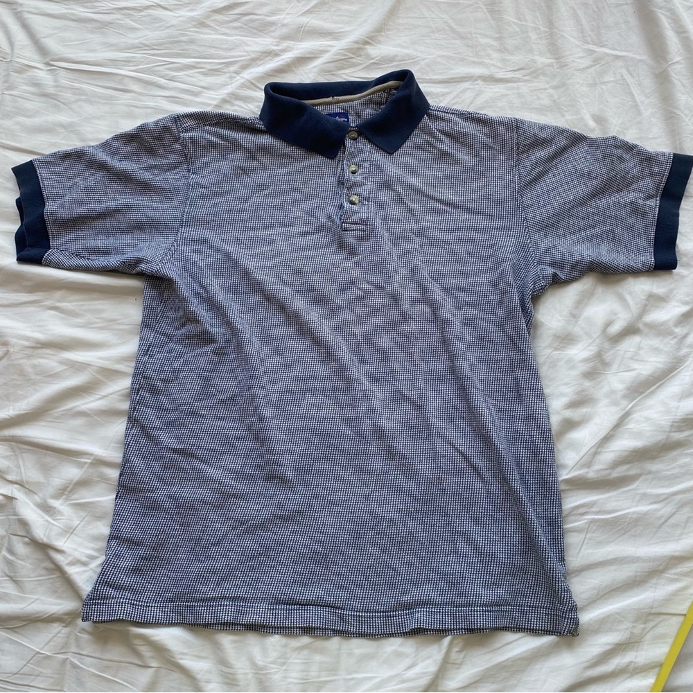 Men's Navy Micro-Check Polo Shirt